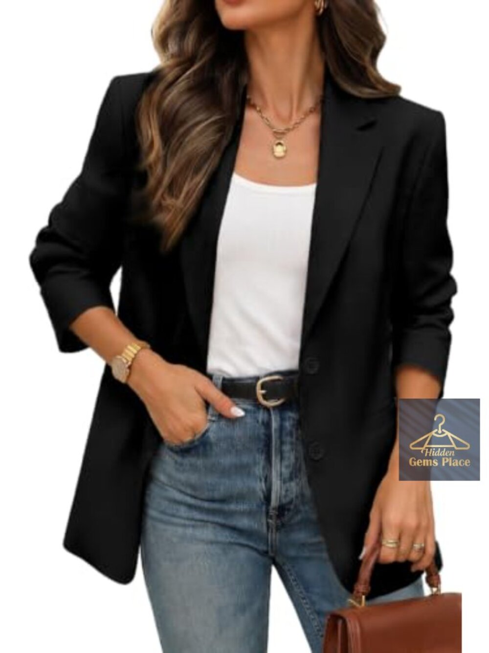 Womens Boyfriend Blazer Long Sleeve Notch Lapel Lightweight with Pockets